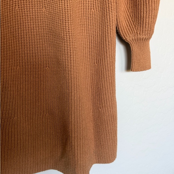 STAUD Marylebone Camel Long Sleeve Crewneck Knit Sweater Dress Size Large - Picture 3 of 11